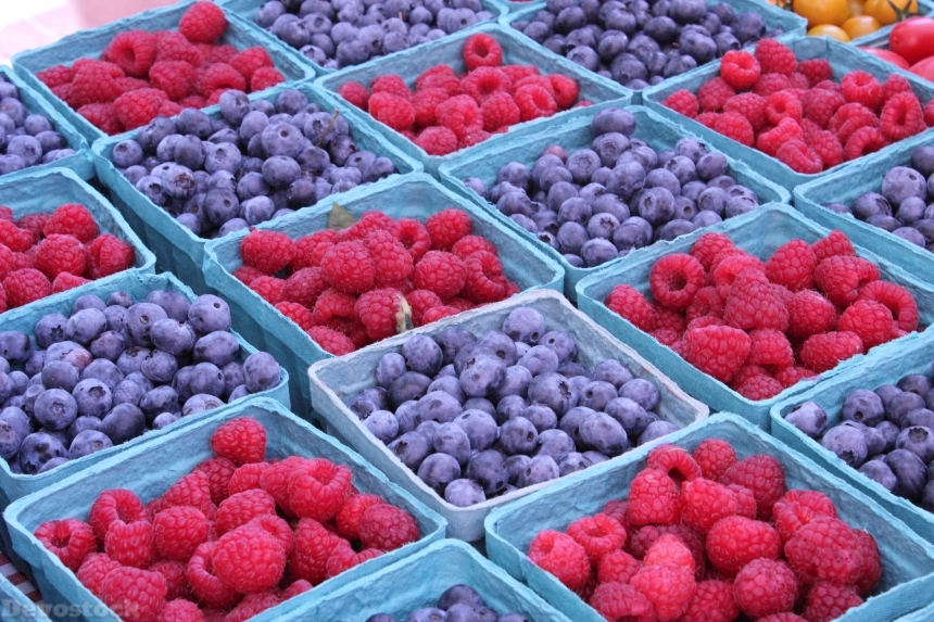 Devostock Berries Fresh Blueberries Summer