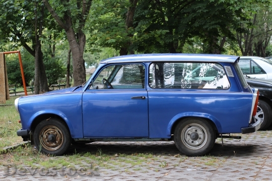 Devostock Blue Trabant Car Old 0