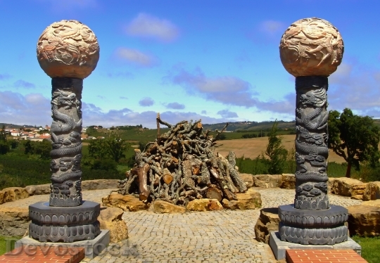 Devostock Buddhist Portugal Statues Sky