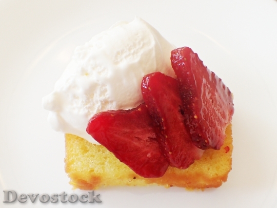 Devostock Cake Strawberry Dessert Food