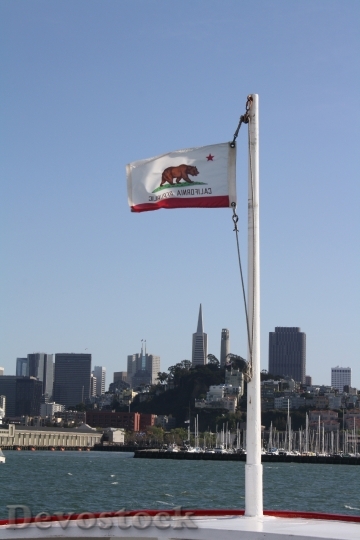 Devostock California Flag Boat Skyline
