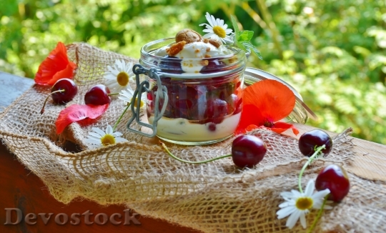 Devostock Cherries Cherry Dessert Cream 1