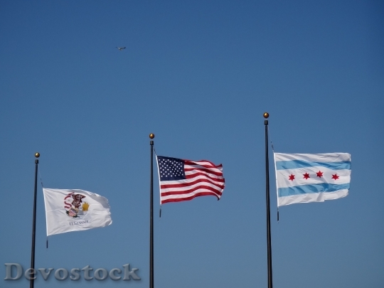 Devostock Chicago Flags Usa Sky