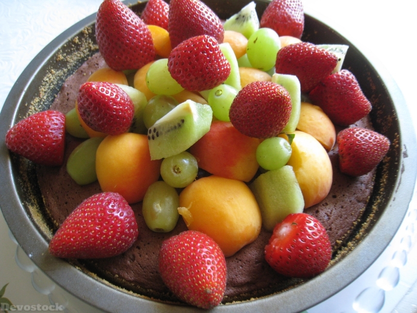 Devostock Chocolate Cake With Fruit