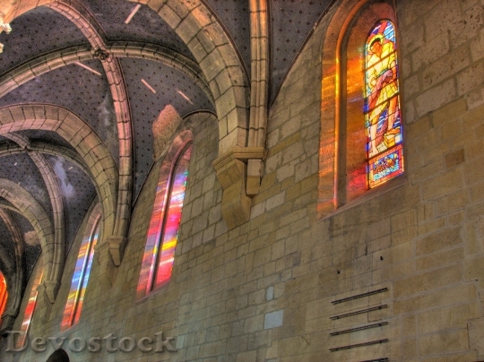 Devostock Church Interior Windows Stone