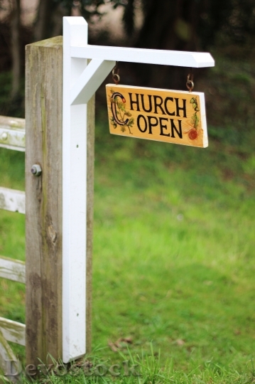 Devostock Church Open Sign Post
