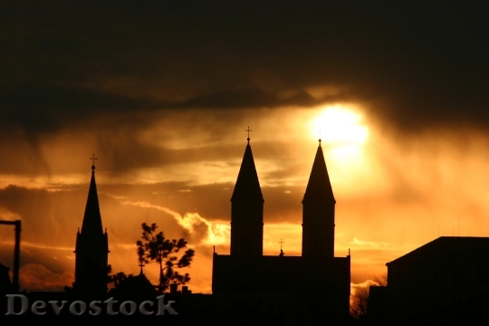 Devostock Church Steeple Religion Silhouette