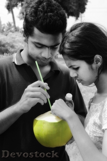 Devostock Coconut Nature Couple Drink