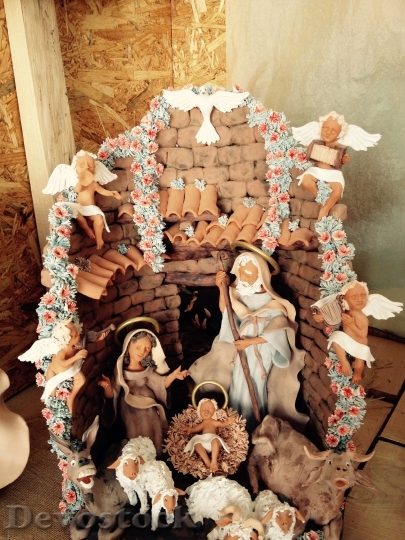 Devostock Crib Religion Nativity Scene