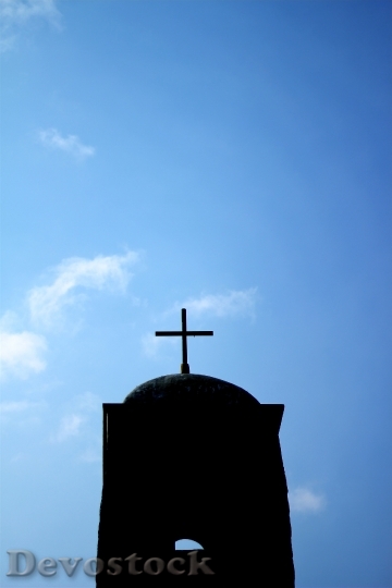 Devostock Cross Religion Blue Sky