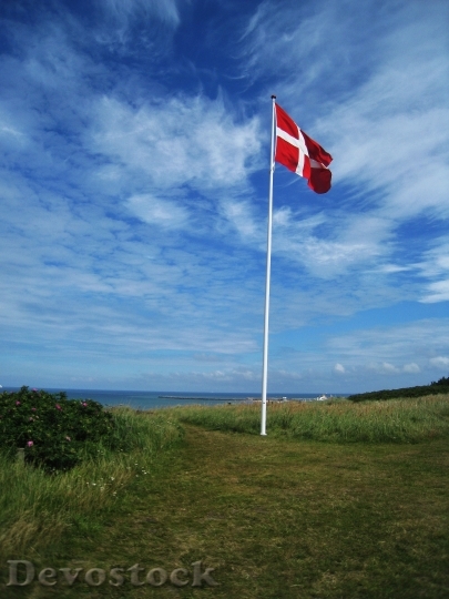 Devostock Danish Flag Flagpole Hirtshals