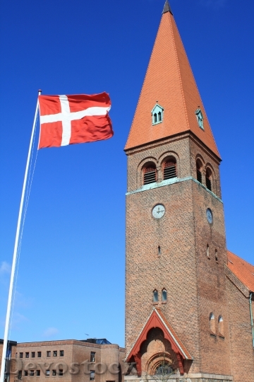 Devostock Denmark Flag Church Wind