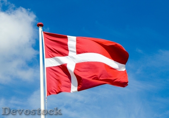 Devostock Denmark Flag Flying Waving