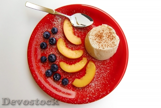 Devostock Dessert Pudding Fruit Cream