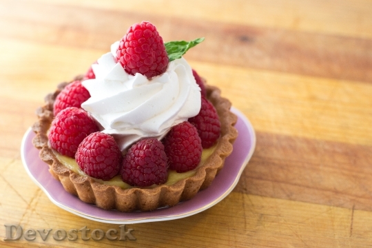 Devostock Dessert Raspberries Whip Cream