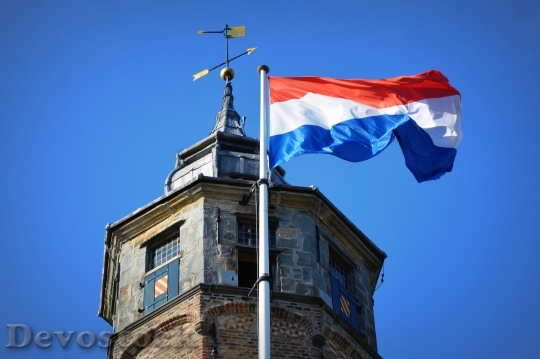 Devostock Dutch Flag Waving Flag