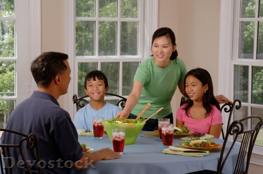 Devostock Family Eating At Table