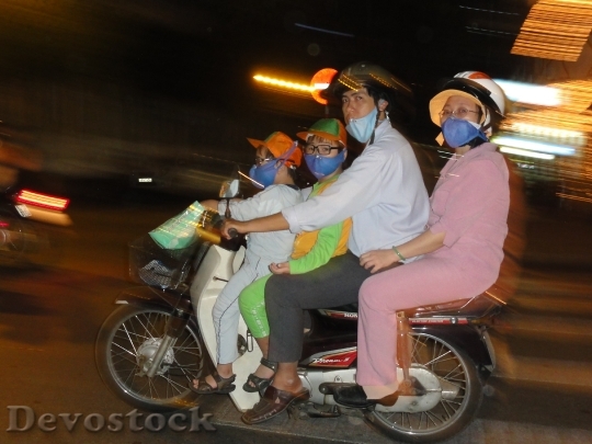 Devostock Family Motorcycle At Night