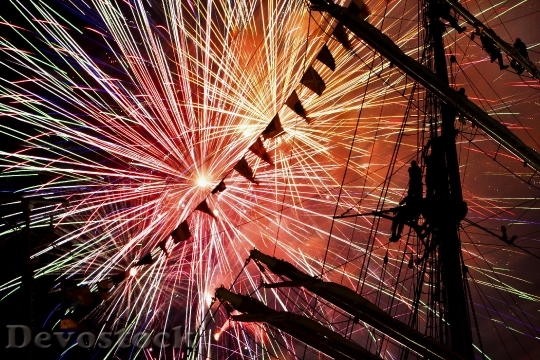 Devostock Fireworks Ship Tall Sail