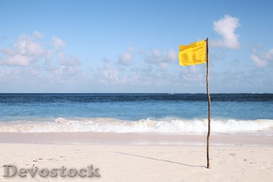 Devostock Flag Beach Coast Shore