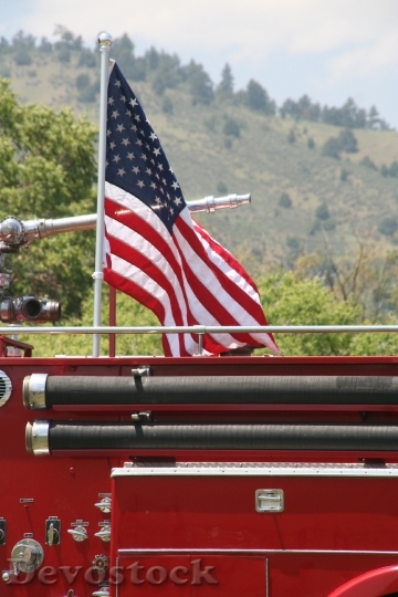 Devostock Flag Fire Mountain Fireman