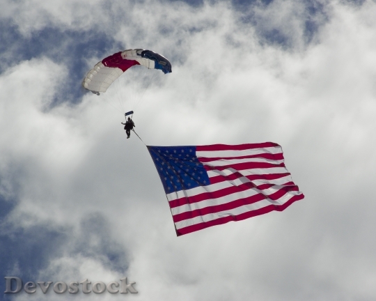 Devostock Flag Skydiver American Cloud