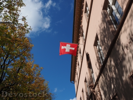 Devostock Flag Switzerland Wind Flutter