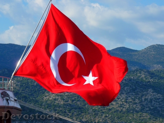 Devostock Flag Turkish Turkey Crescent