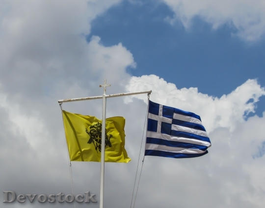 Devostock Flags Waving Byzantium Greece