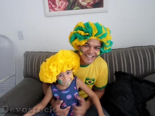 Devostock Football Fans Brazil Family