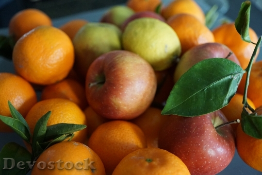 Devostock Fruit Apple Leaf Mandarin