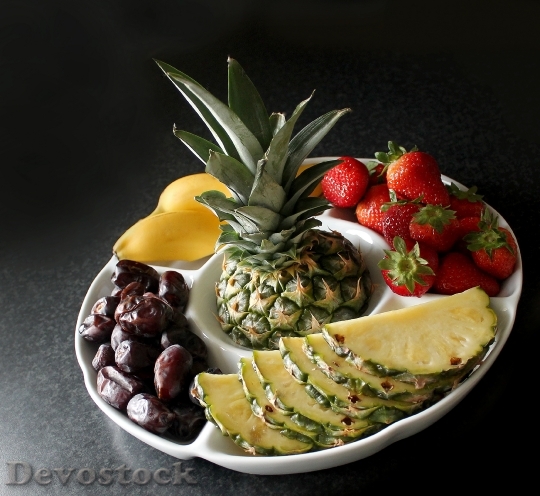 Devostock Fruit Bowl Fruits Pineapple
