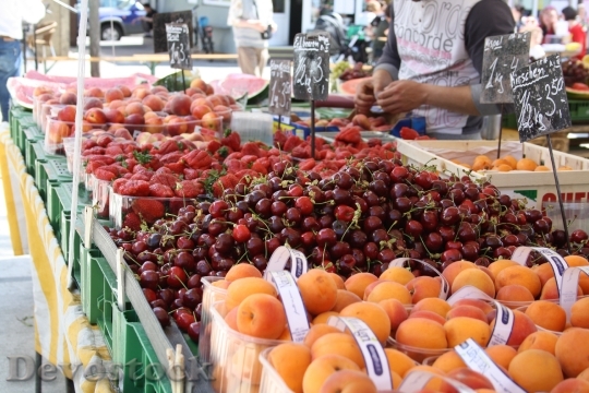 Devostock Fruit Market Cherries Apricot