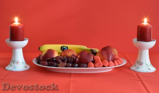 Devostock Fruit Plate Candlelight Romance