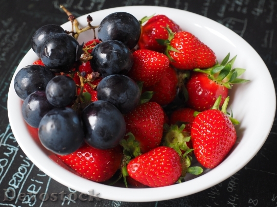 Devostock Fruit Plate Grapes Strawberries