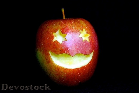 Devostock Fruits Apple Face Laugh