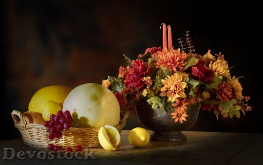 Devostock Fruits Flowers Candle Lemon
