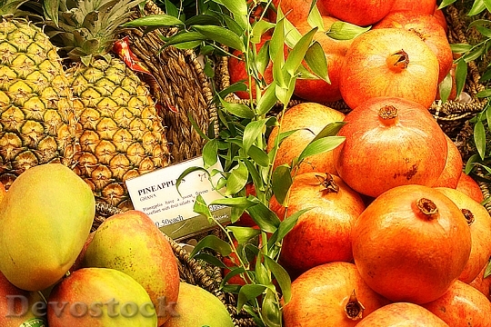 Devostock Fruits Pineapple Mango Grapefruit