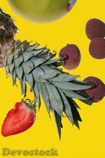 Devostock Fruits Pineapple Strawberry Food