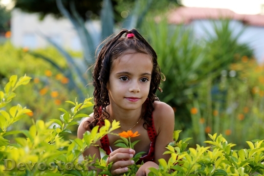 Devostock Girl In Garden Model