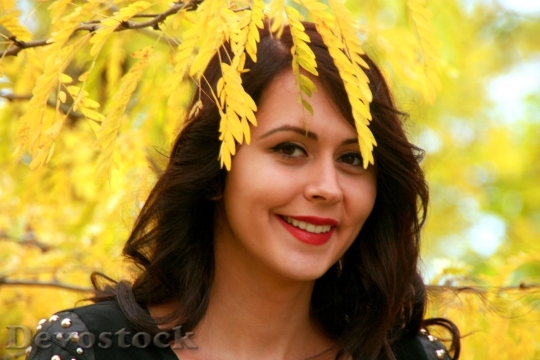 Devostock Girl Portrait Autumn Yellow 0