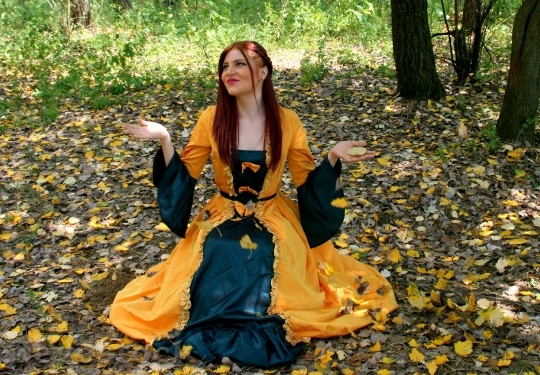 Devostock Girl Princess Yellow Autumn 5