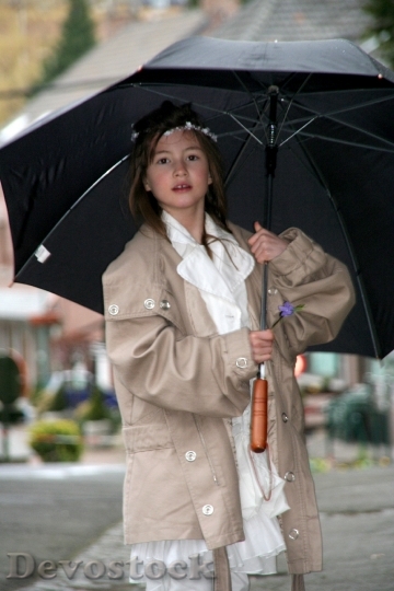 Devostock Girl Umbrella Communion Rain