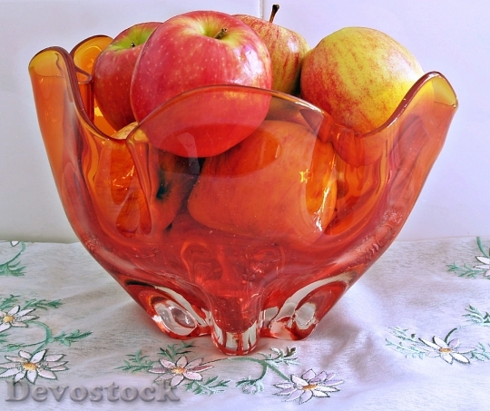 Devostock Glass Bowl Apples Red