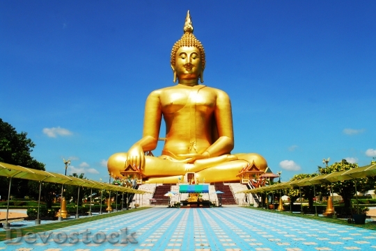 Devostock Golden Buddha Image Buddhism
