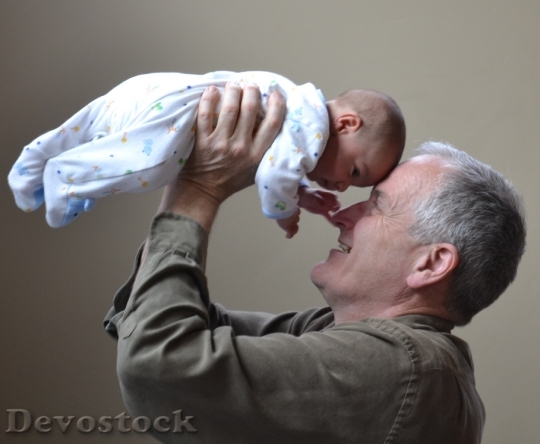 Devostock Grandfather Grandpa Baby Love