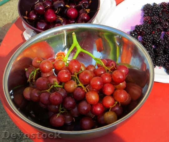 Devostock Grapes Cherries Blackberries Fruit