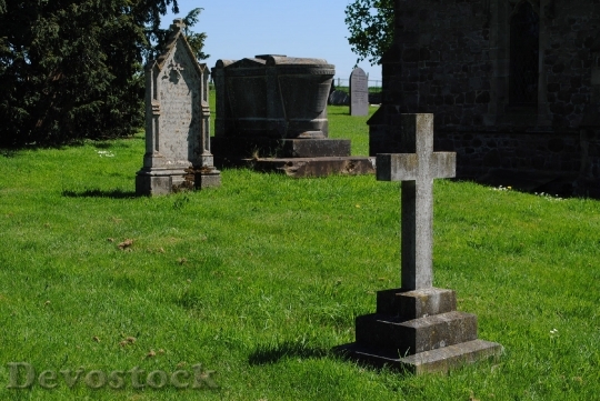 Devostock Gravestones Church Country Cemetery 0
