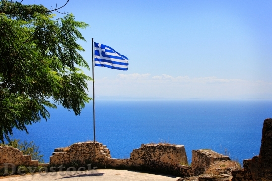Devostock Greece Flag Sea Fortress