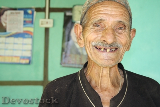 Devostock Happy Smile Old Man
